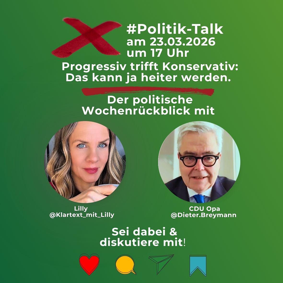 22.03.2026 - Progressiv trifft Konservativ: Na das kann ja heiter werden. 22.03.2026 - Progressiv trifft Konservativ: Na das kann ja heiter werden.